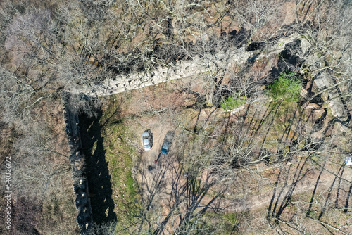 Aerial panoromic view of Erdek Kirazli monastery on winter season from top photo