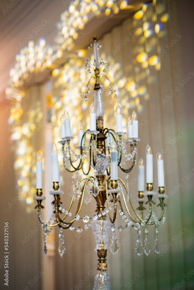 golden chandelier in the hotel golden chandelier in the hotel