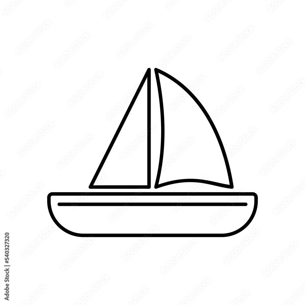 Boat Icon, Enjoy the Edge of the Ocean or Lake in a Small Boat.