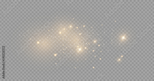 The dust sparks and golden stars shine with special light. Vector sparkles on a transparent background. . Stock royalty free vector illustration. PNG photo