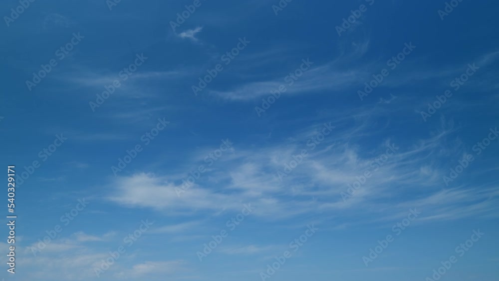 Summer sky. Cirrus clouds on bright blue sky. Wispy cirrus clouds pass over blue sky in nature. Timelapse. Summer sky. Cirrus clouds on bright blue sky. Wispy cirrus clouds pass over blue sky in nature. Timelapse.