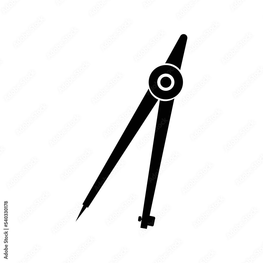 Stationery drawing compass icon | Black Vector illustration |