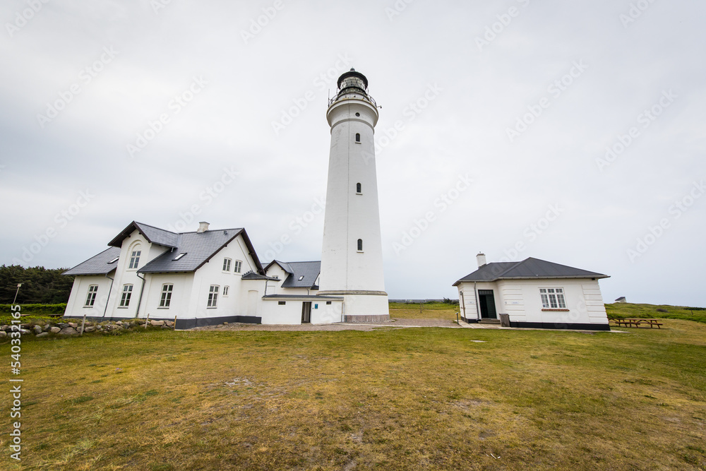 The historical lighthouse a the coast of Skagerrak in Hirtshals, Denmark