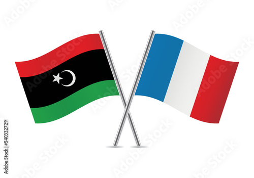 Libya and France crossed flags. Libyan and French flags, isolated on white background. Vector icon set. Vector illustration. Free Download Libya and France crossed flags. Libyan and French flags, isolated on white background. Vector icon set. Vector illustration. - GFXLoad