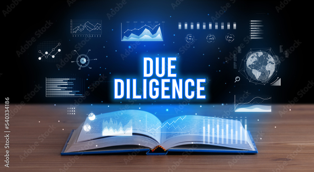 Business inscription coming out from an open book