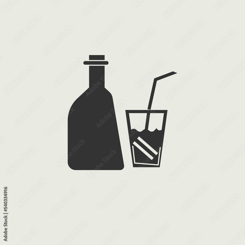 Drink and bottle vector icon illustration sign Drink and bottle vector icon illustration sign
