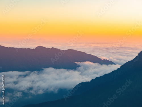 Sunrise beautiful landscape of Sea of clouds over Hehuanshan