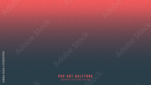 Pop Art Dots Halftone Pattern Vector Border Red Dark Blue Abstract Background. Dot Work Faded Particles Geometric Wavy Structure Subtle Texture. Half Tone Contrast Graphic Minimalist Graphic Wallpaper