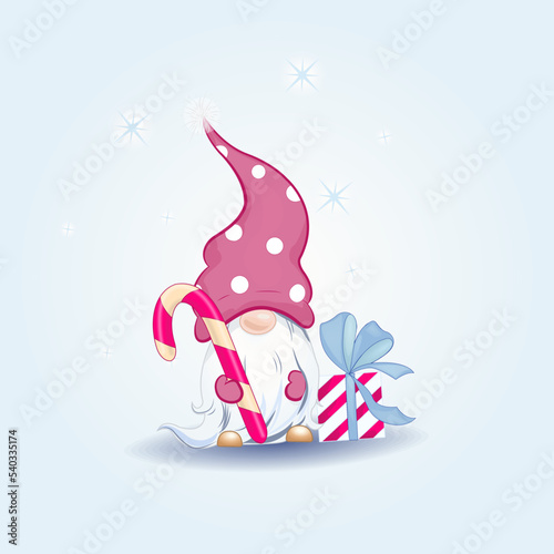 christmas gnome holding a lollipop