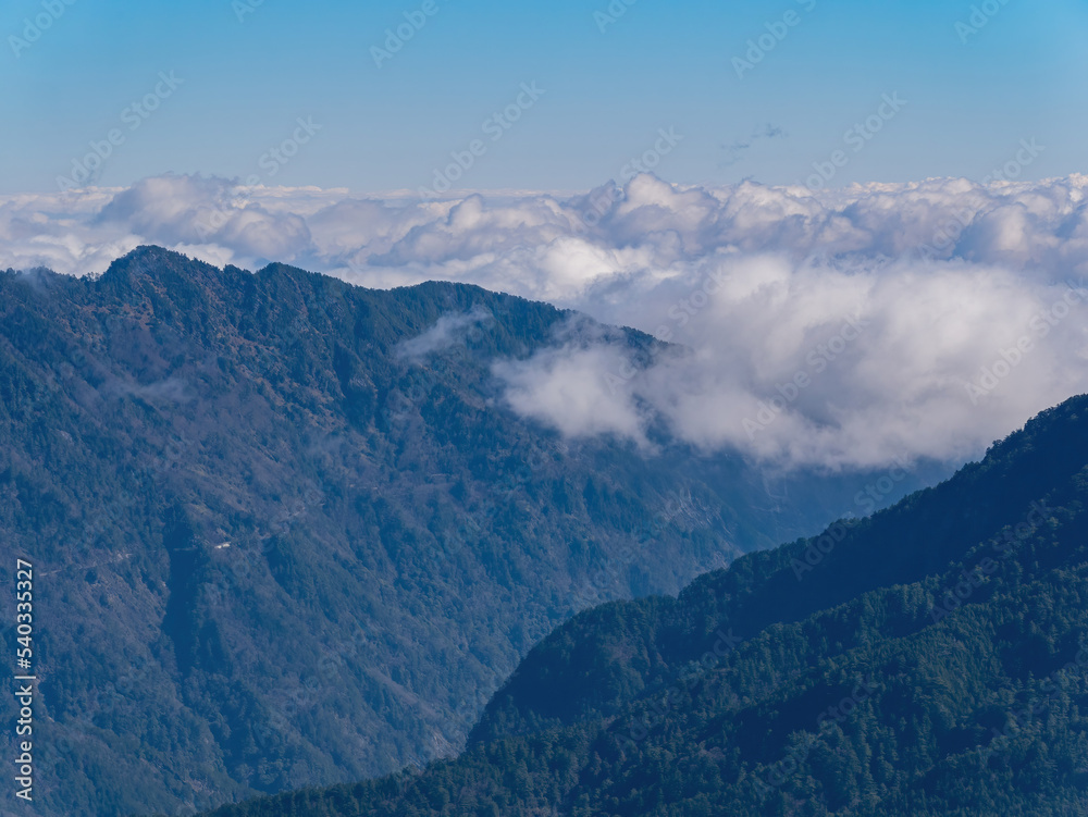 Sunny view of the landscape of Hehuanshan