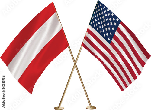 Austria,US flag together.American,Austria waving flag together