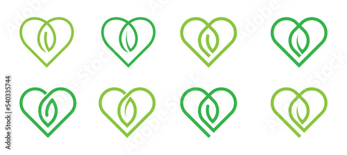 Heart Leaf Logo Concept icon sign symbol Element Design. Herbal, Natural Products, Cosmetics, Ecology, health Care, Spa, Love Logotype. Vector illustration template
