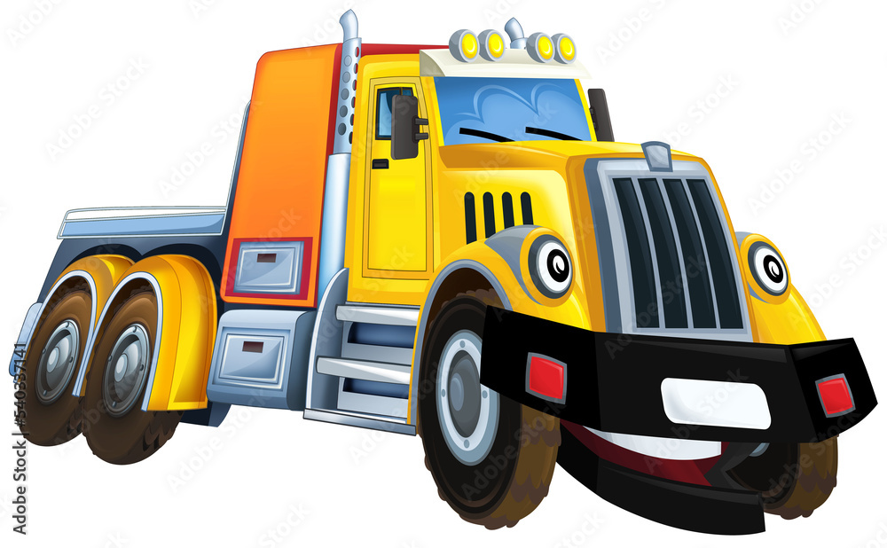 cartoon scene with industrial truk car isolated illustation for children