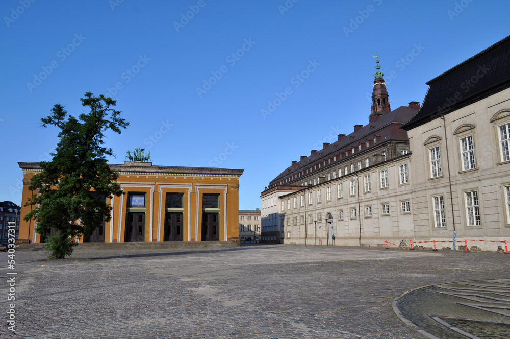 Copenhagen, Denmark - Thorvaldsens Museum in the city center with a square and a fountain