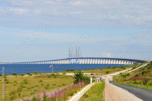 Oresund Bridge connecting Denmark (Copenhagen) and Sweden (Malmo). photo