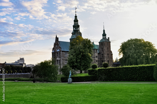 Rosenborg Royal Castle at sunset in Copenhagen, Denmark