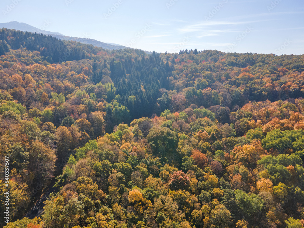 Aerial Autumn panorama of Vitosha Mountain, Bulgaria Aerial Autumn panorama of Vitosha Mountain, Bulgaria