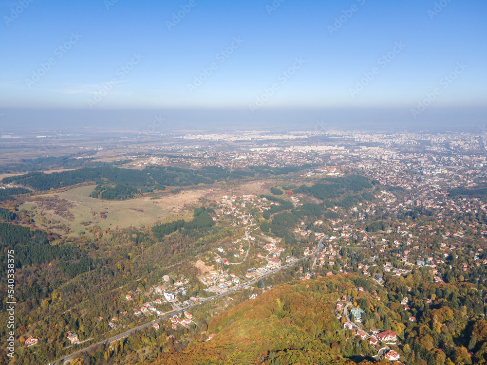 Aerial Autumn panorama of Vitosha Mountain, Bulgaria Aerial Autumn panorama of Vitosha Mountain, Bulgaria