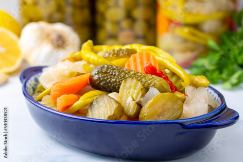 Assorted mixed pickled vege...