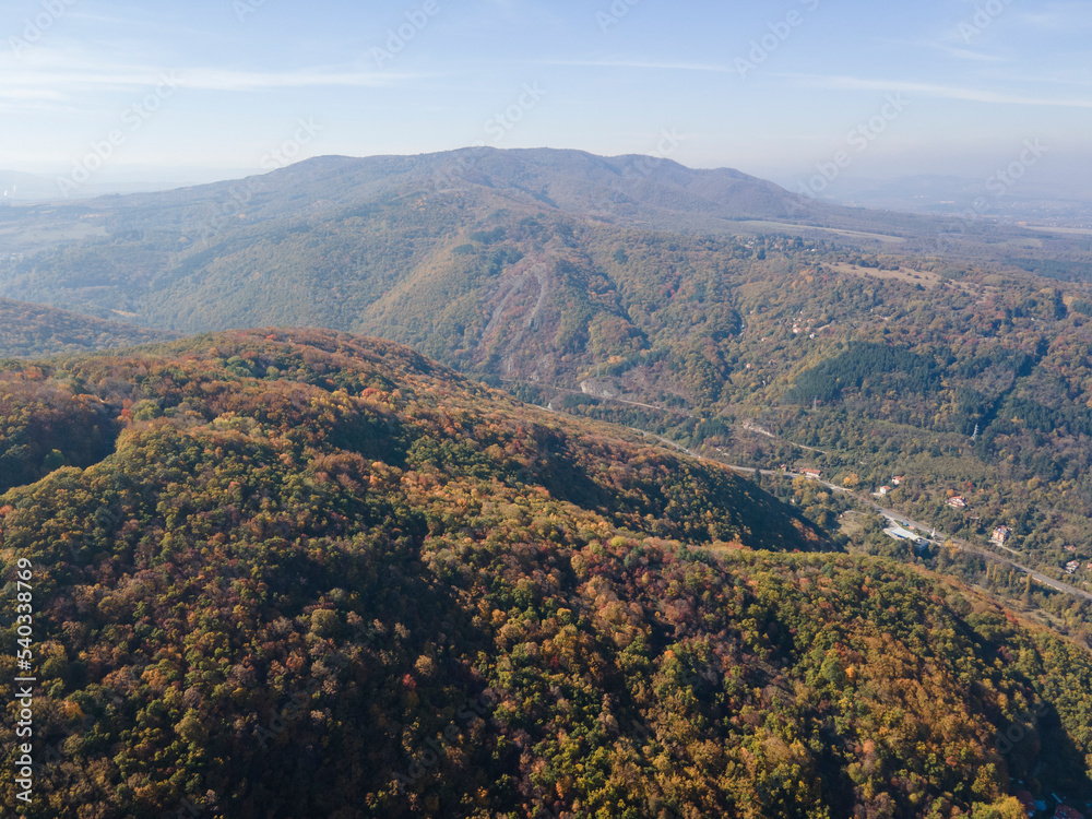 Aerial Autumn panorama of Vitosha Mountain, Bulgaria Aerial Autumn panorama of Vitosha Mountain, Bulgaria