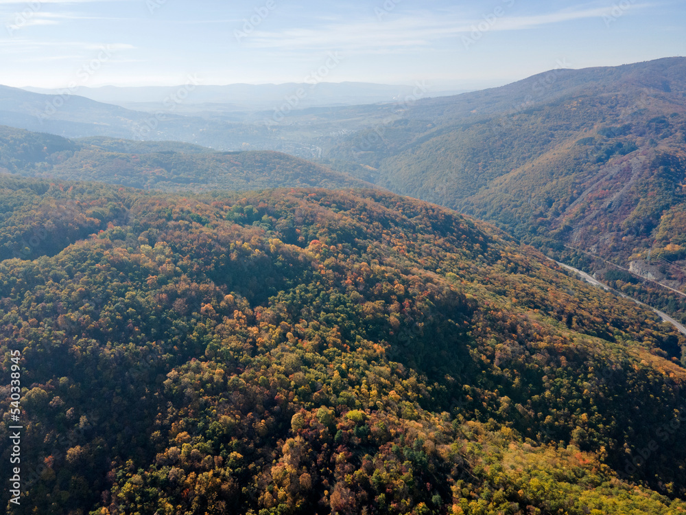Aerial Autumn panorama of Vitosha Mountain, Bulgaria
