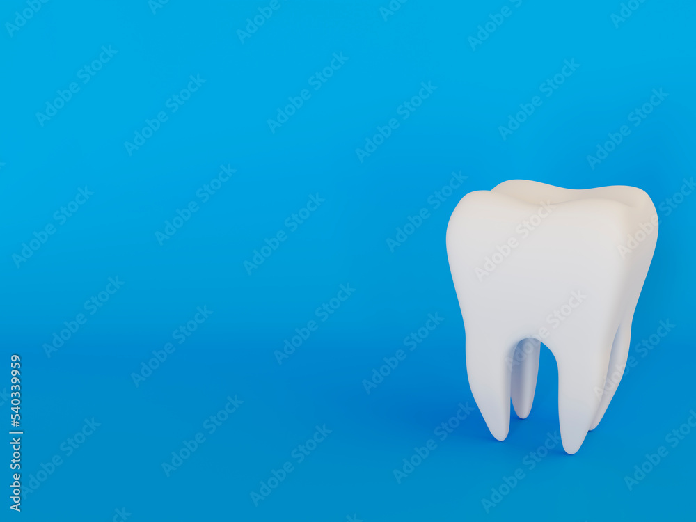 3d realistic healthy tooth with shadow on blue background. Concept of dental examination teeth, medicine and health. 3d rendering illustration. 3d realistic healthy tooth with shadow on blue background. Concept of dental examination teeth, medicine and health. 3d rendering illustration.