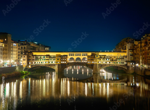 View of Ponte Vecchio at night. Florence, Italy