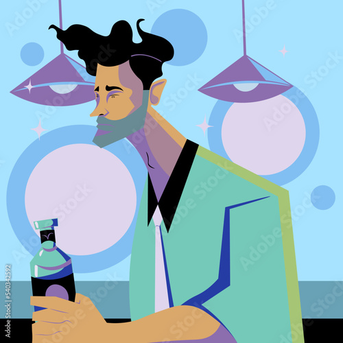 a man in a bar drinks and is sad about an unsuccessful contact