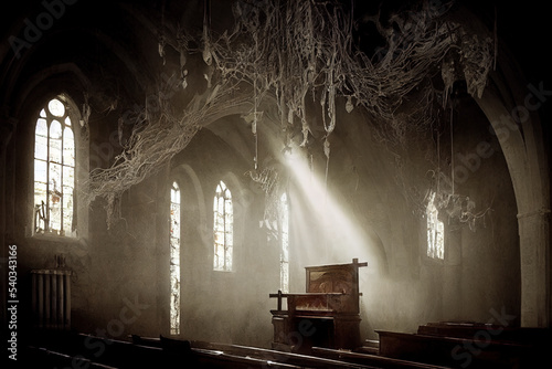 interior of derilict church photo