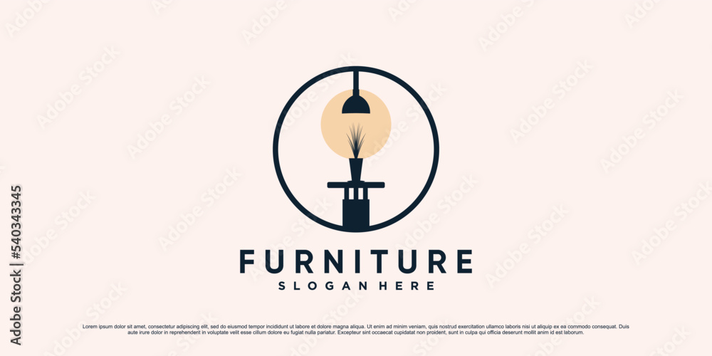 Minimalist furniture logo design illustration for interior home with modern concept Minimalist furniture logo design illustration for interior home with modern concept