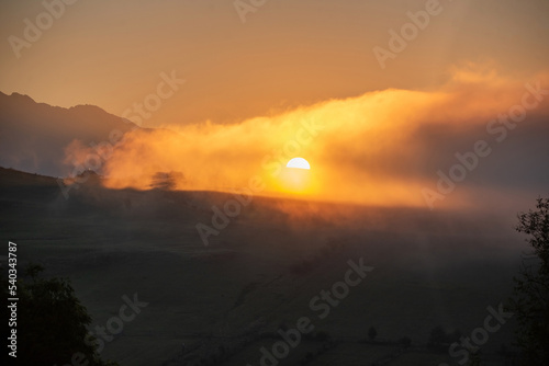 sunrise in the fog