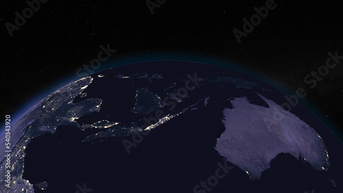 Earth globe by night focused on Australia