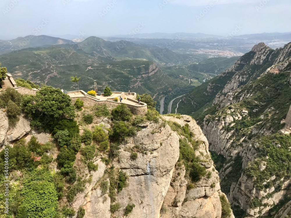 Montserrat, Spain, June 2019 - A view of a rocky mountain