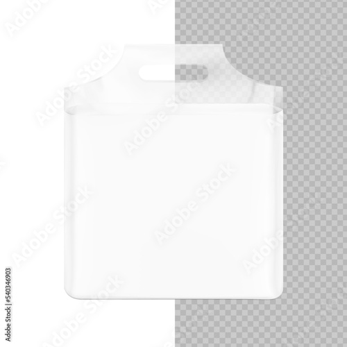 Bag with plastic handle mockup. Vector illustration isolated on white background. Ready for your design. Suite for the presentation of diaper, wet wipes, foods, household, etc. EPS10.	