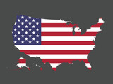 Map of United States with flag