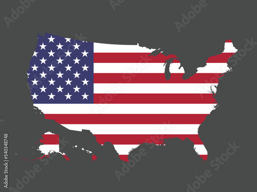 Map of United States with flag