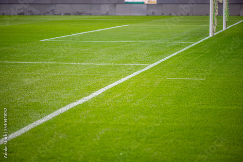 Maintenance of the lush green football field © mehmetcan