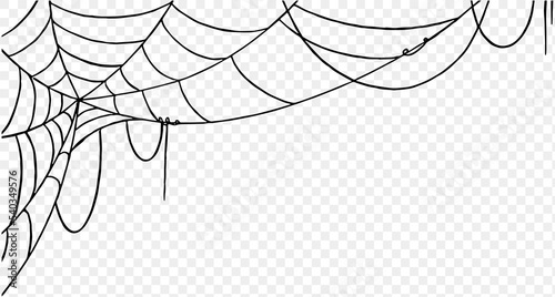 Halloween party background with spiderwebs isolated png or transparent texture,blank space for text,element template for poster,brochures, online advertising,vector illustration