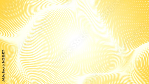 Abstract dot white yellow color wave pattern gradient texture technology background.