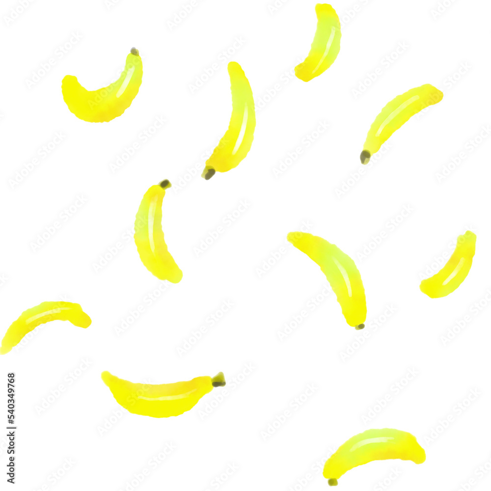 Banana Water color illustration multiple fruits PNG