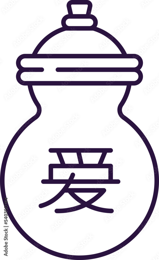 Chinese New Year concept. Vector line icon of Chinese jar with hieroglyph. Editable stroke drawn with thin line. Sign and symbol perfect for internet stores, shops, books, web sites, apps Chinese New Year concept. Vector line icon of Chinese jar with hieroglyph. Editable stroke drawn with thin line. Sign and symbol perfect for internet stores, shops, books, web sites, apps