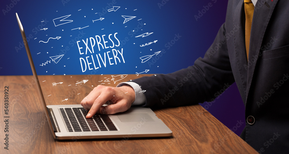 Businessman working on laptop, e-commerce concept Businessman working on laptop, e-commerce concept