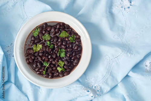 Quadro em tela Black bean soup in a bowl, traditional mexican and latin american food