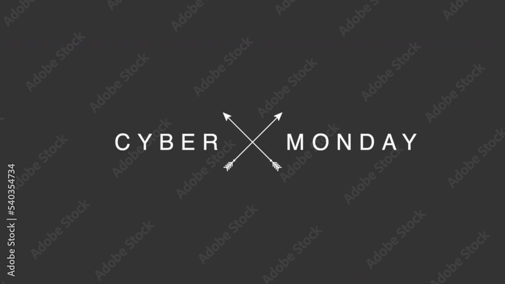 Cyber Monday with arrows on black modern gradient, motion abstract holidays, minimalism and promo style background