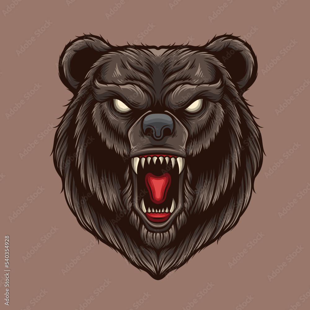 Vector illustration of angry grizzly bear