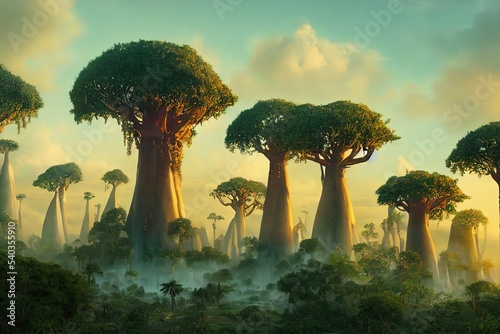 Fotomurale Fantasy concept showing a Madagascar Fat ol baobab trees