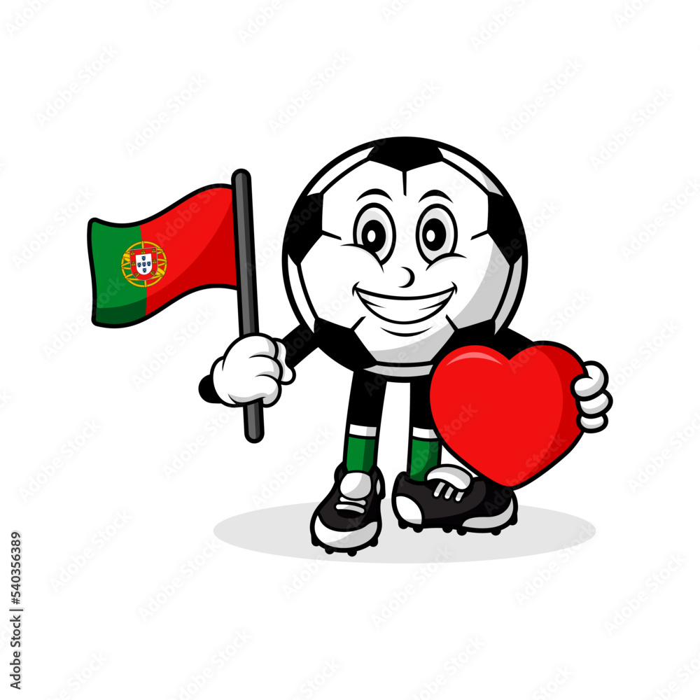 Mascot cartoon football love portugal flag design Mascot cartoon football love portugal flag design