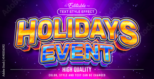 Editable text style effect - Holidays Event text style theme.