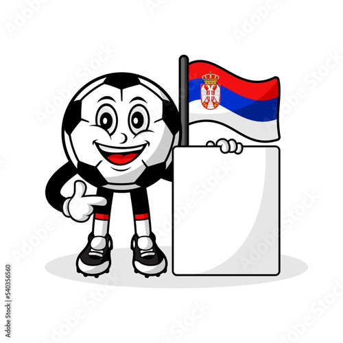 Mascot cartoon football serbia flag with banner
