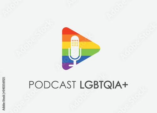 Ilustracao Podcast LGBTQIA+, arco iris, gay, lesbica, audio, microfone, comunidade, rainbow, youtube, spotify, influencer, LGBT, LGBTQ, orgulho, representatividade, homem, mulher, resistencia, queer